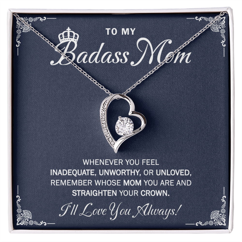 To My Badass Mom Necklace Gift From Daughter with Message Card
