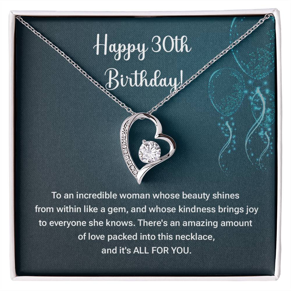 30th Birthday Necklace Gift – Heart Pendant Jewelry for Her