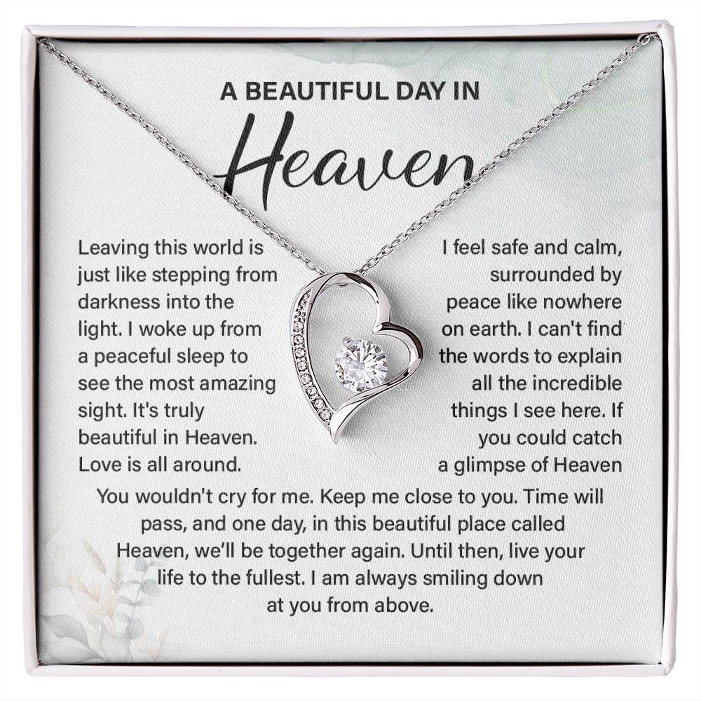 A Beautiful Day In Heaven Necklace – Sentimental Memorial Jewelry Gift, We'll Be Together Again, Heartfelt Keepsake For Love, Peace, And Comfort