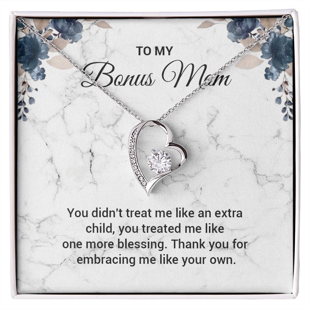 Bonus Mom Heart Necklace Gift with Message Card