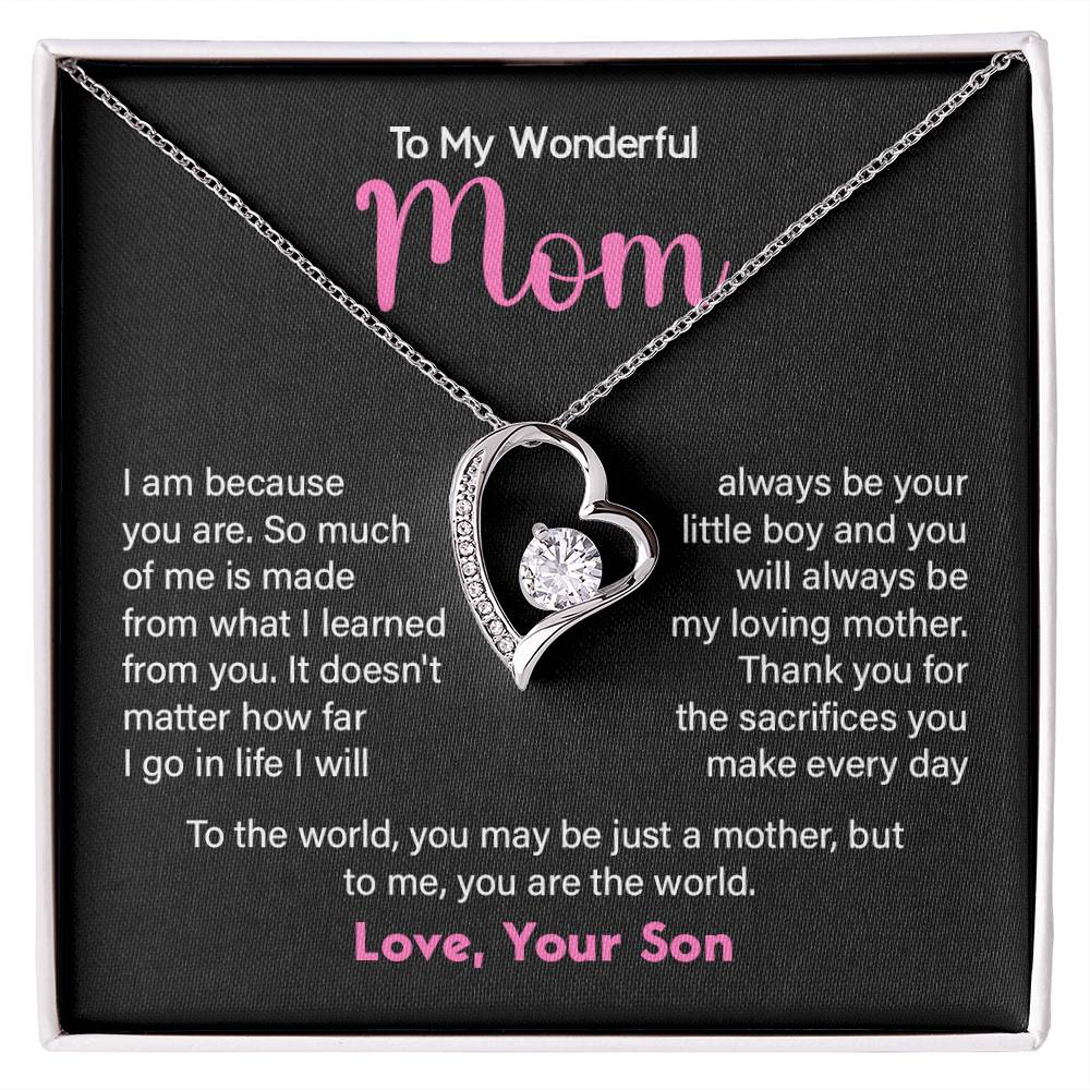Meaningful Gift for Mom from Son – Heart Necklace with Loving Quote