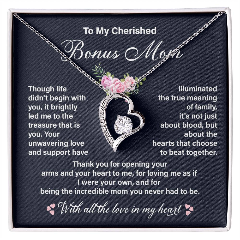 Cherished Bonus Mom Necklace Gift from Daughter