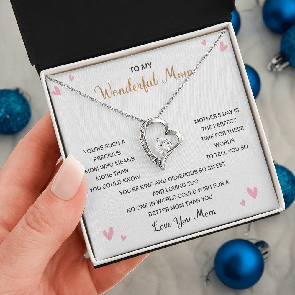 Love Shape Necklace Gift for Mom With Sweet Card & Box