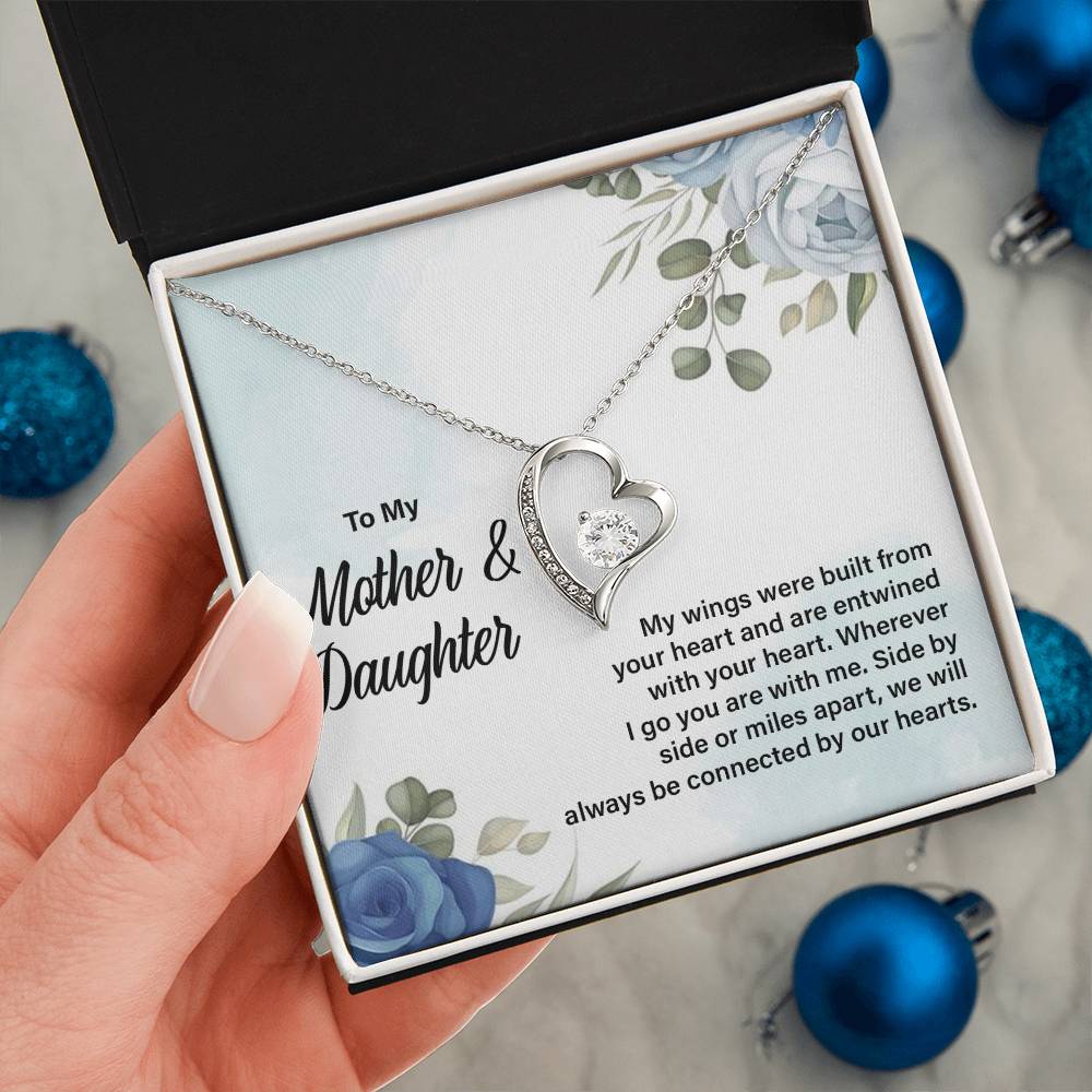 Mother Daughter Heart Necklace with Message Card