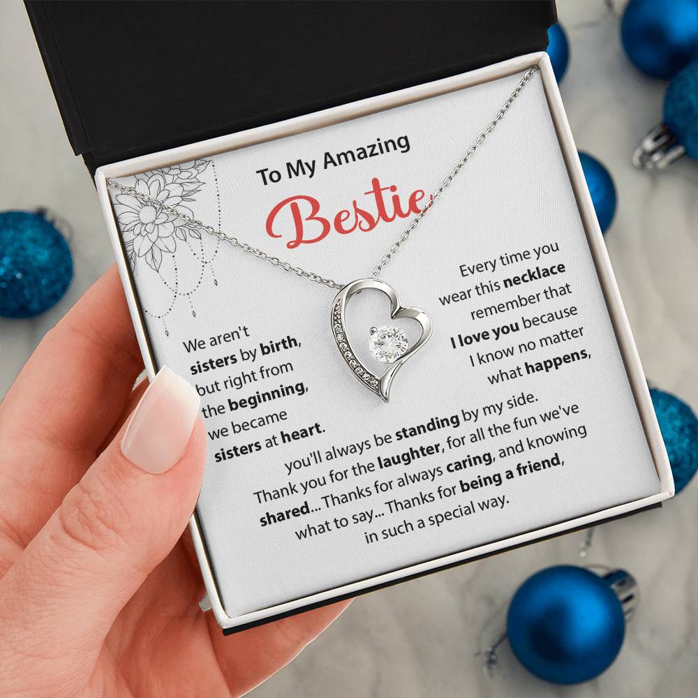 Bestie Heart Necklace Gift with Friendship Note