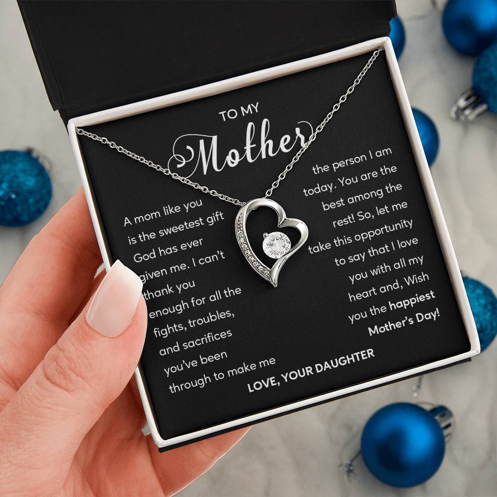 Heart Shape Necklace For Mom From Daughter With Gift Box