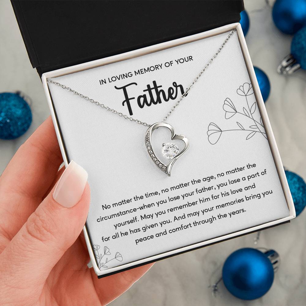 Sympathy Gift for Loss of Father Heart Necklace with Message Card