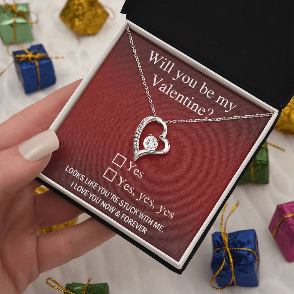 Valentine Heart Necklace Gift with Cute Proposal Card