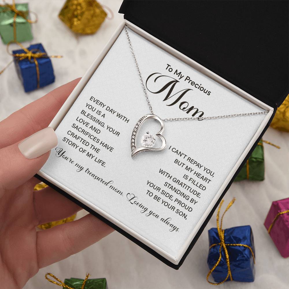 Mom Necklace from Son – Treasured Message of Gratitude and Love