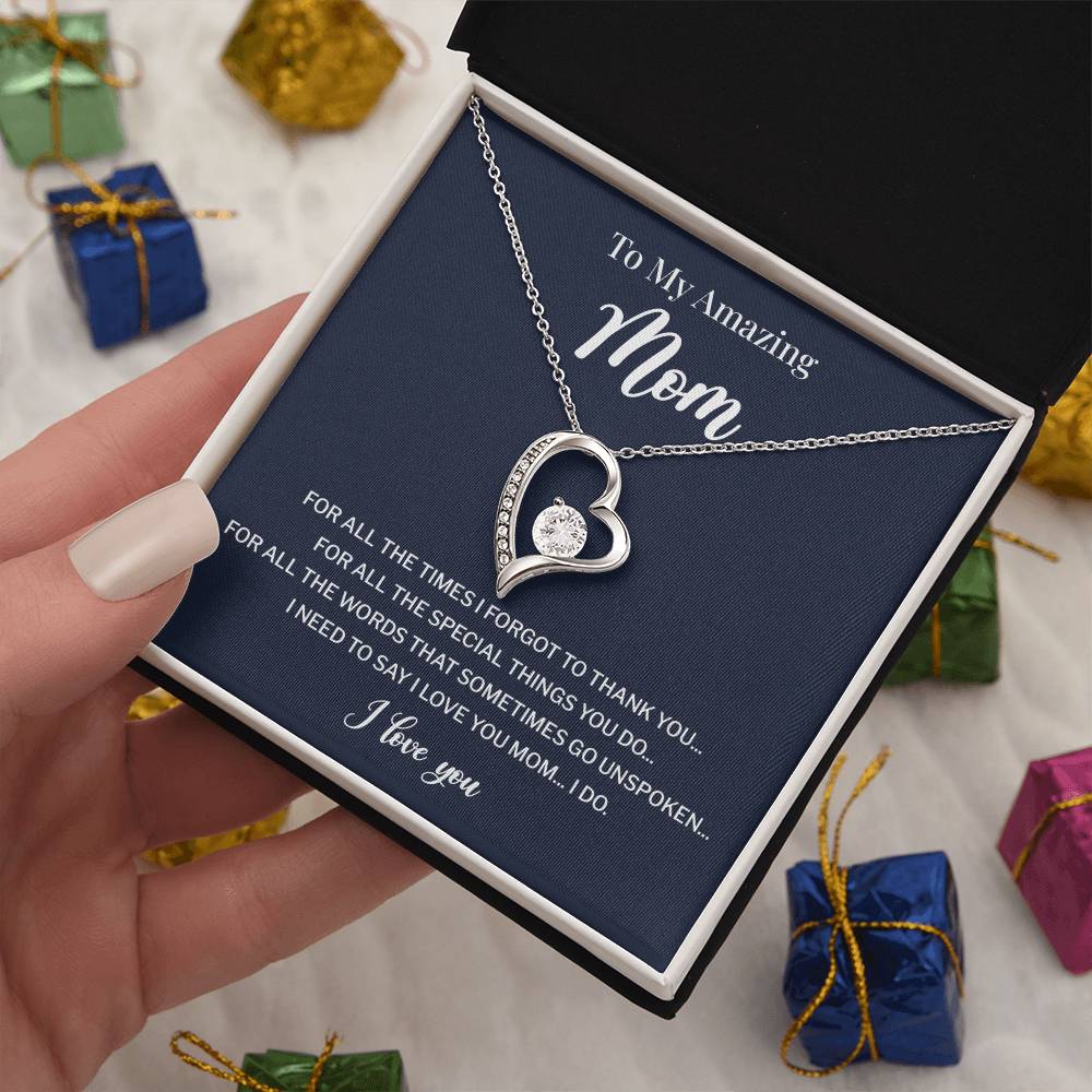 To My Mom Necklace Gift With Thank You Message Card