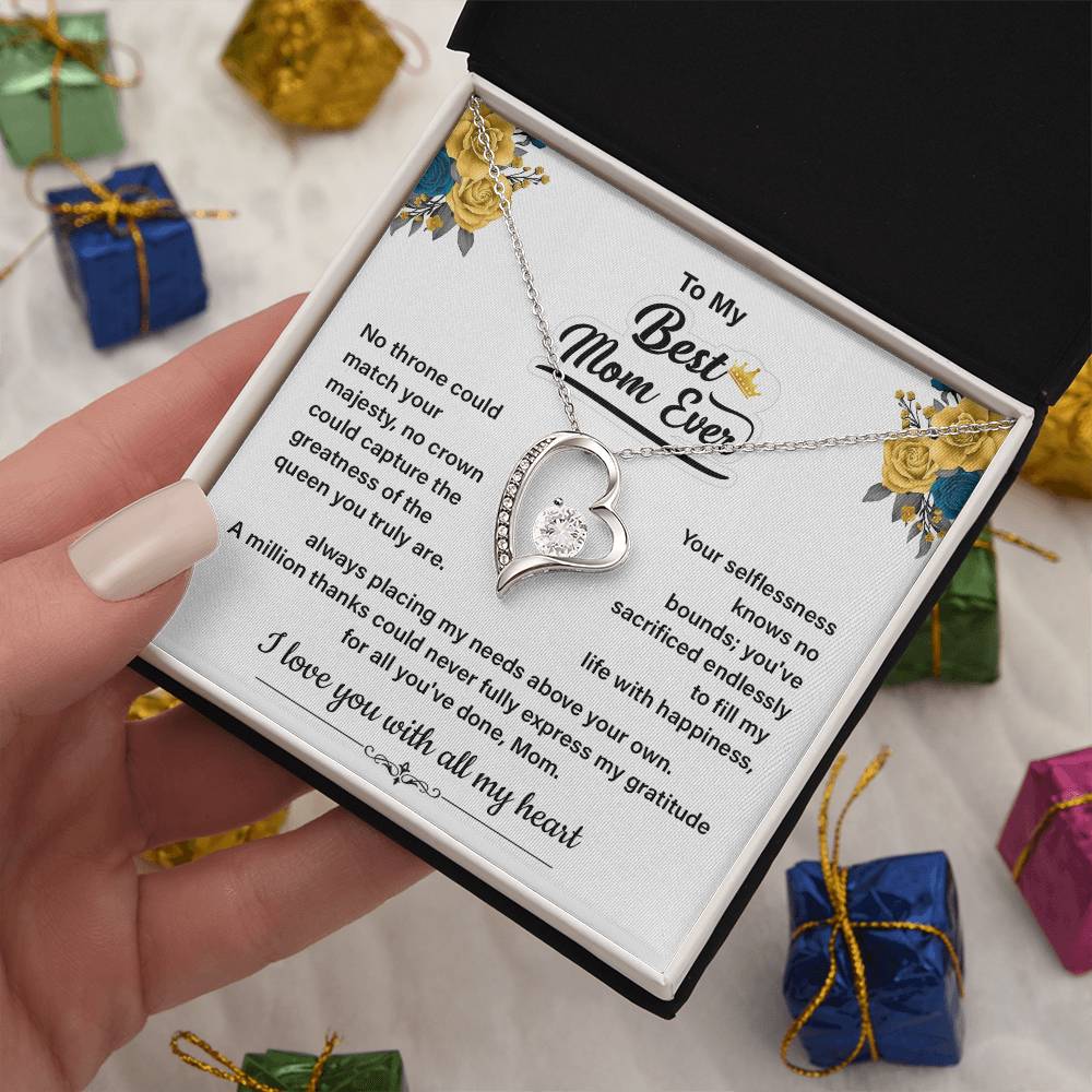 Best Mom Ever Necklace Gift From Daughter Message Card