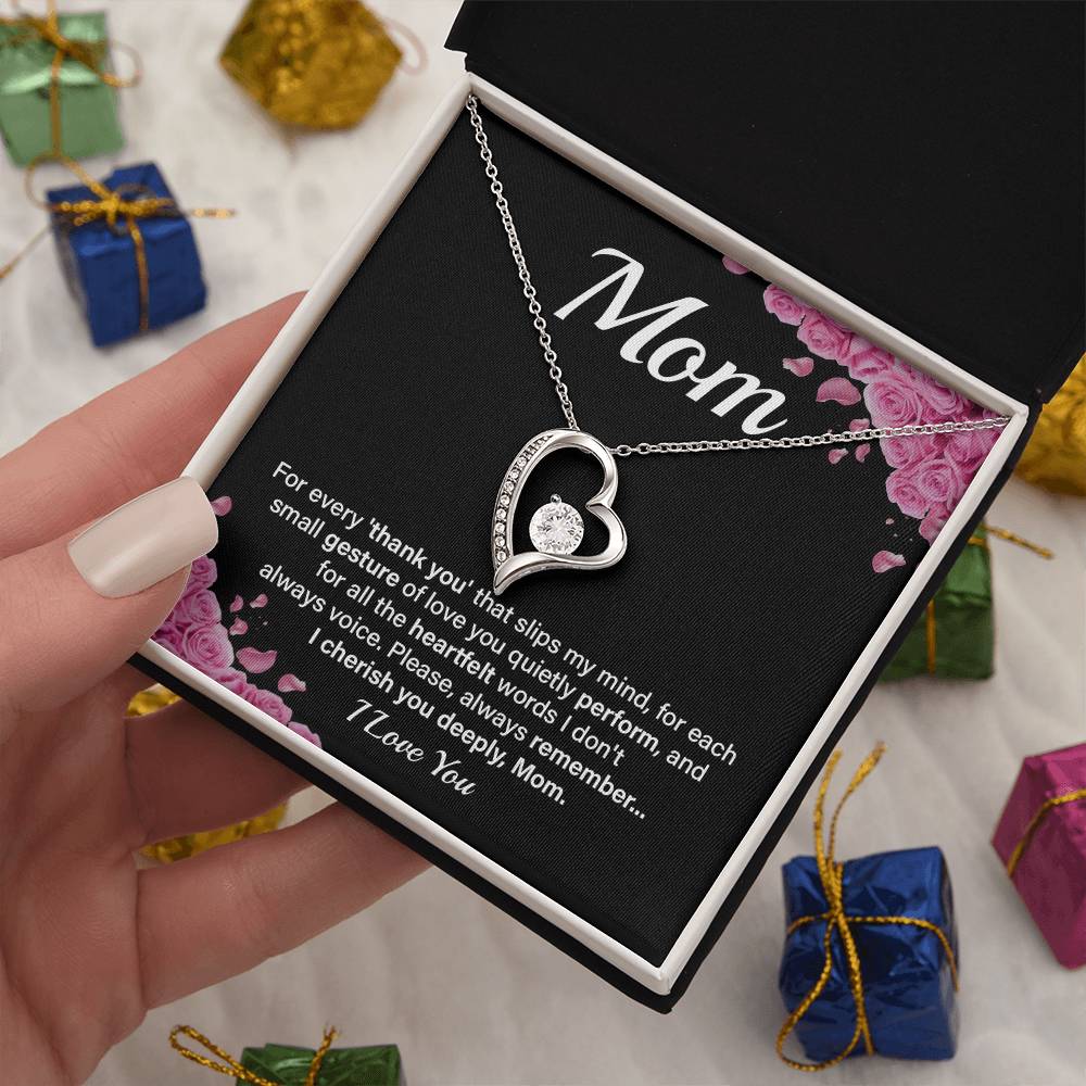 Heartfelt Mom Necklace Gift with Message Card