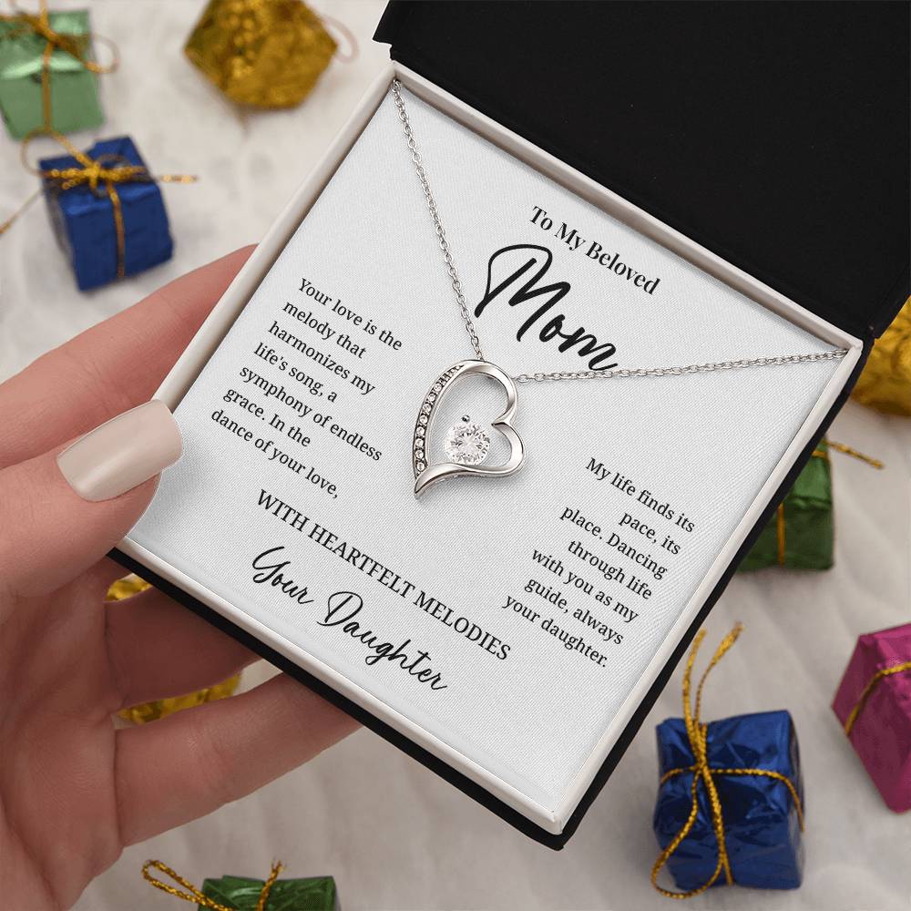 Beloved Mom Necklace – Gift from Daughter with Musical Message Card