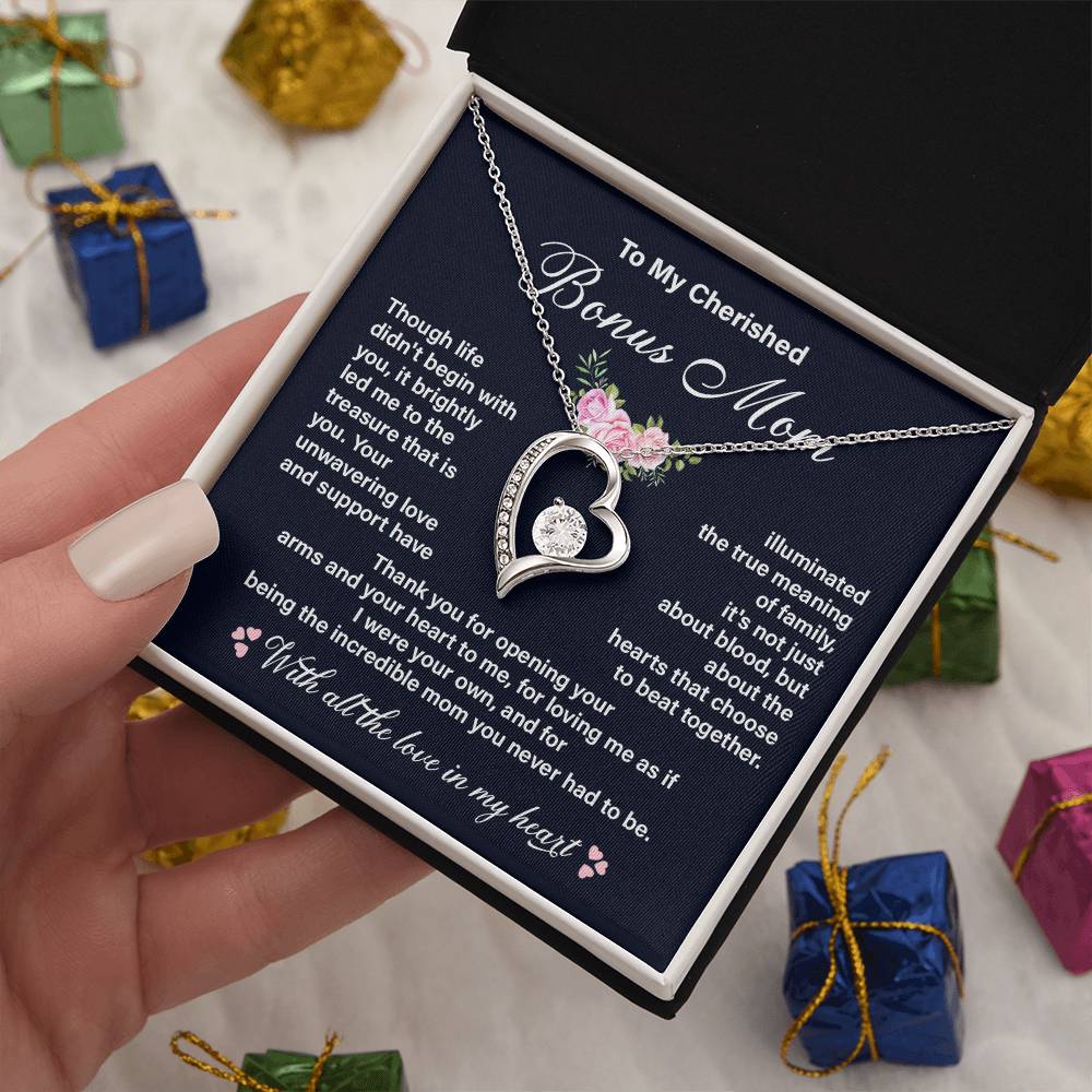 Cherished Bonus Mom Necklace Gift from Daughter