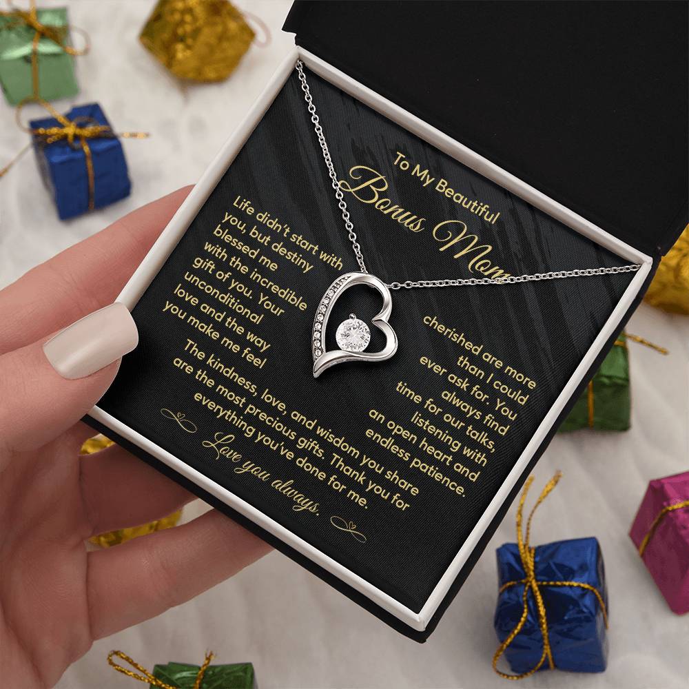 Bonus Mom Necklace Gift with Message from Stepkid