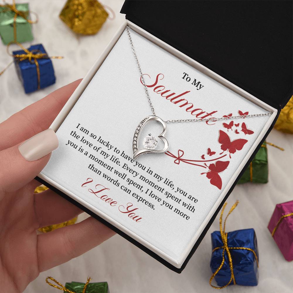 Soulmate Necklace Gift for Women – Love of My Life Message Card