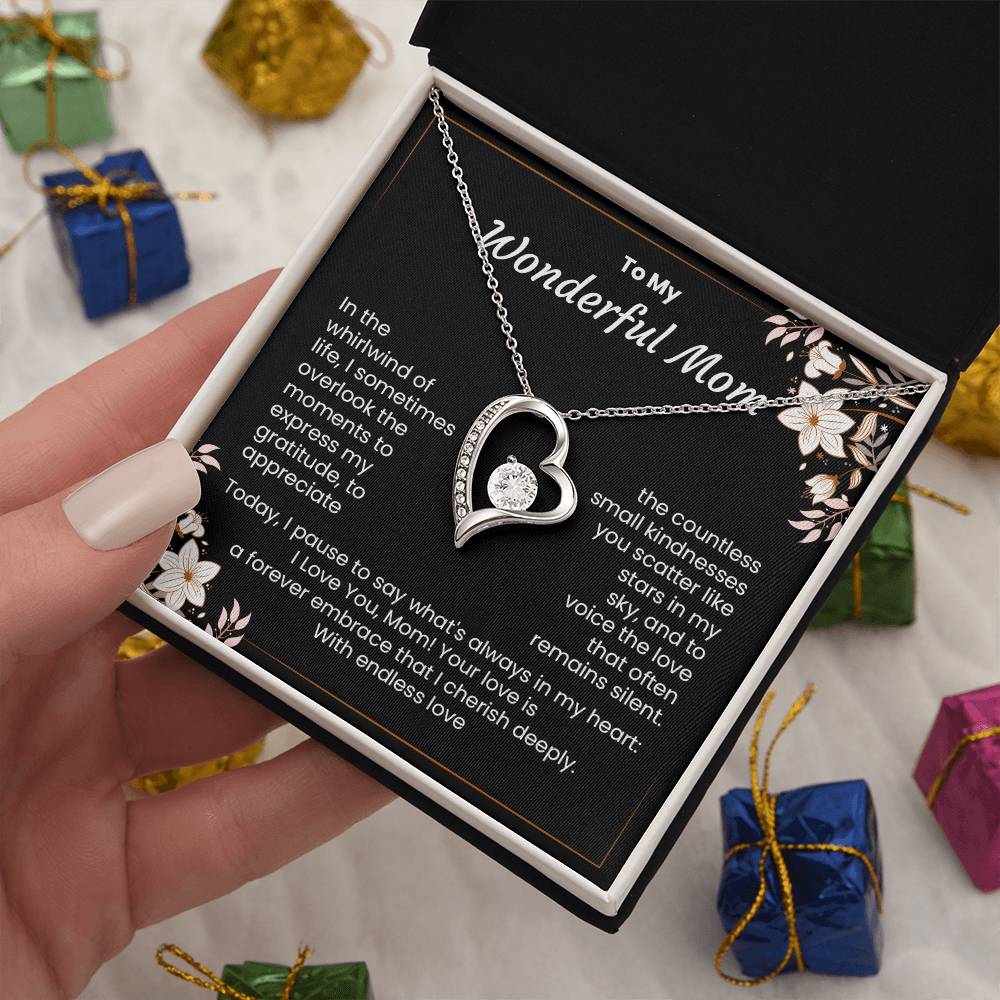 Wonderful Mom Necklace Gift From Children With Message Card