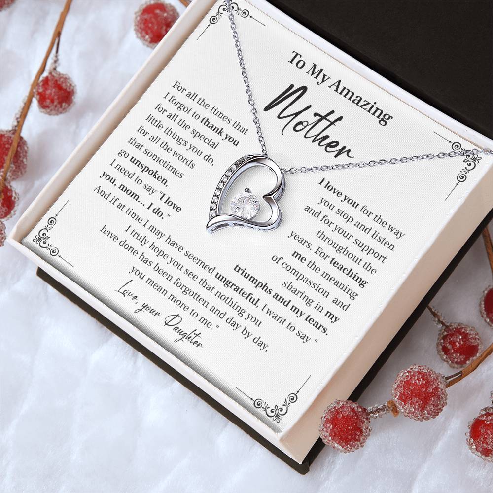 Mother Necklace Gift from Daughter with Message Card