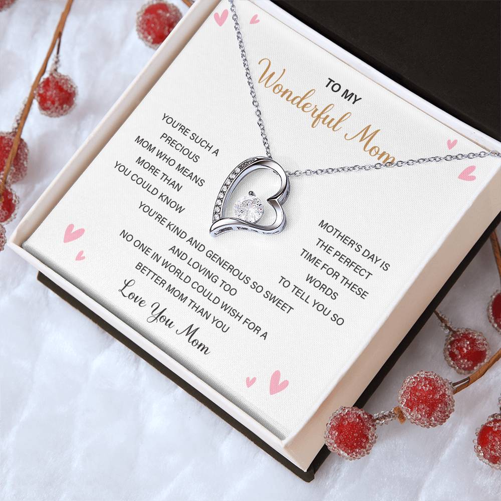 Love Shape Necklace Gift for Mom With Sweet Card & Box