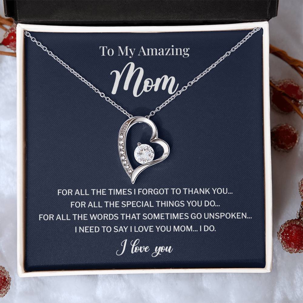 To My Mom Necklace Gift With Thank You Message Card