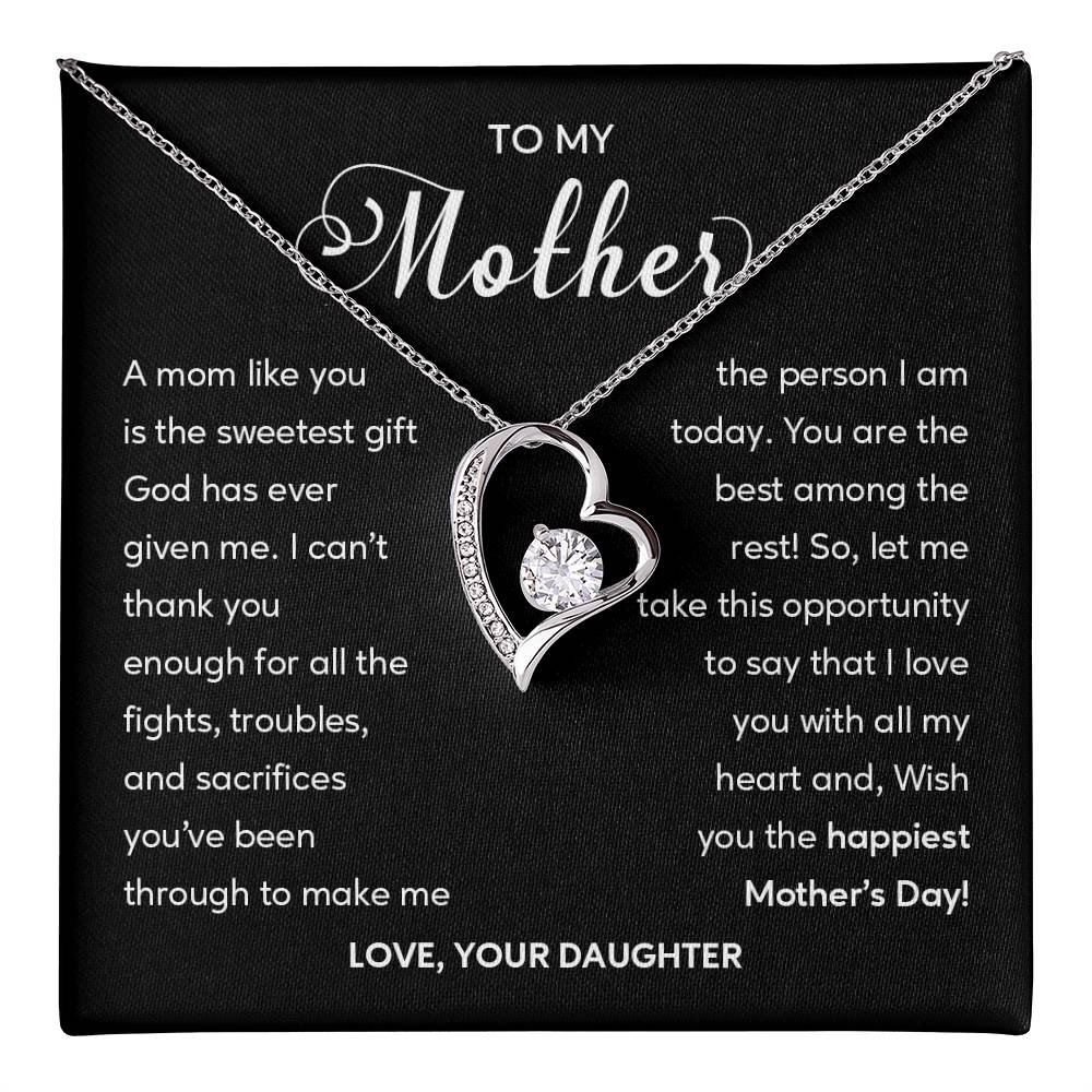 Heart Shape Necklace For Mom From Daughter With Gift Box