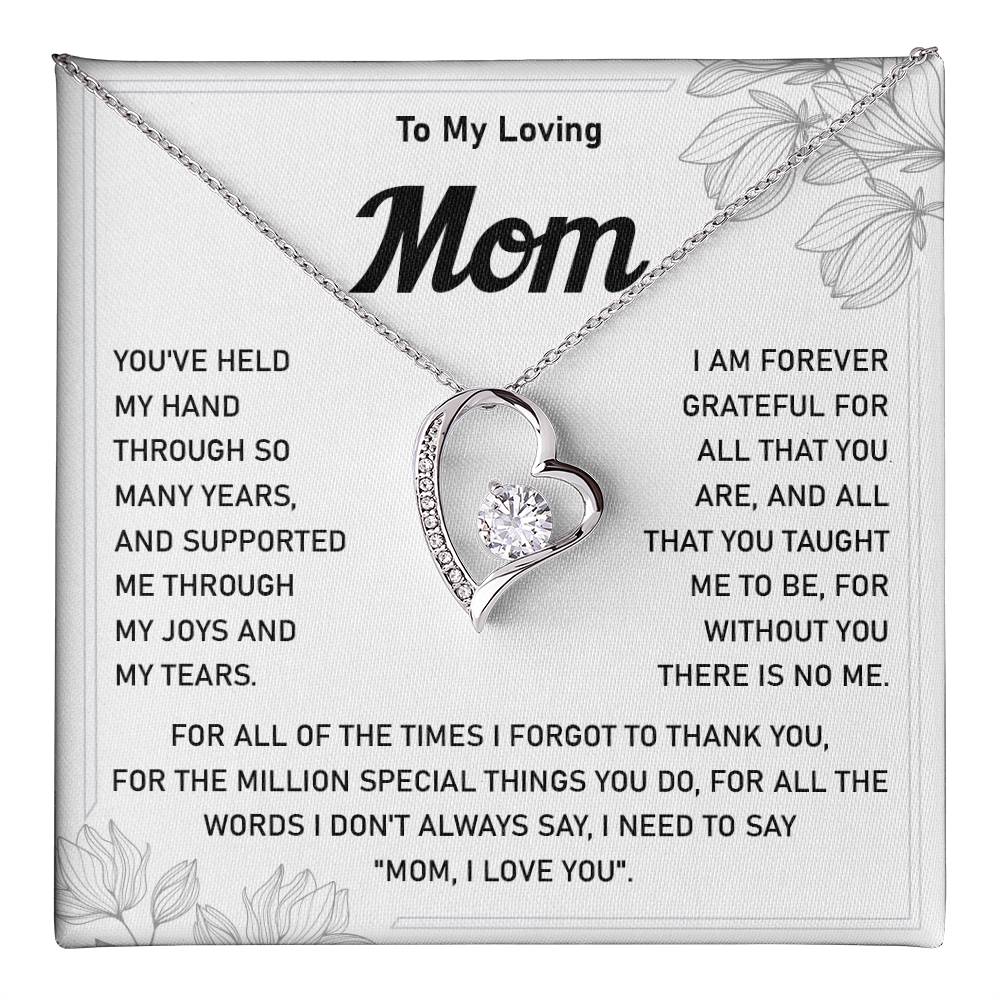 Heart Necklace Gift for Loving Mom from Daughter or Son