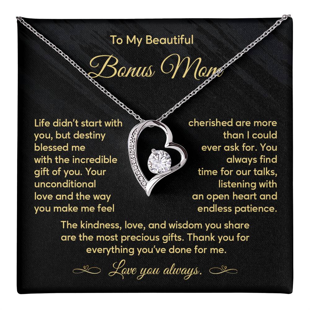 Bonus Mom Necklace Gift with Message from Stepkid