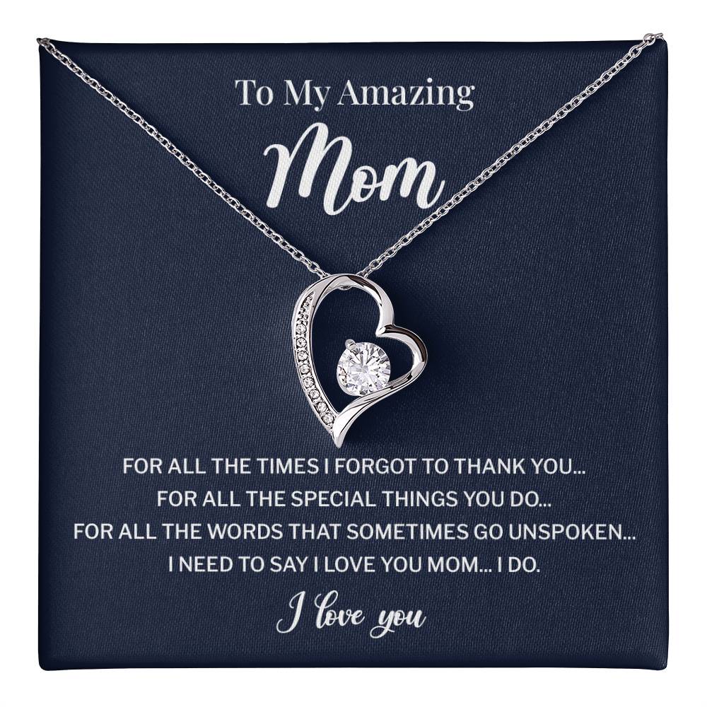 To My Mom Necklace Gift With Thank You Message Card