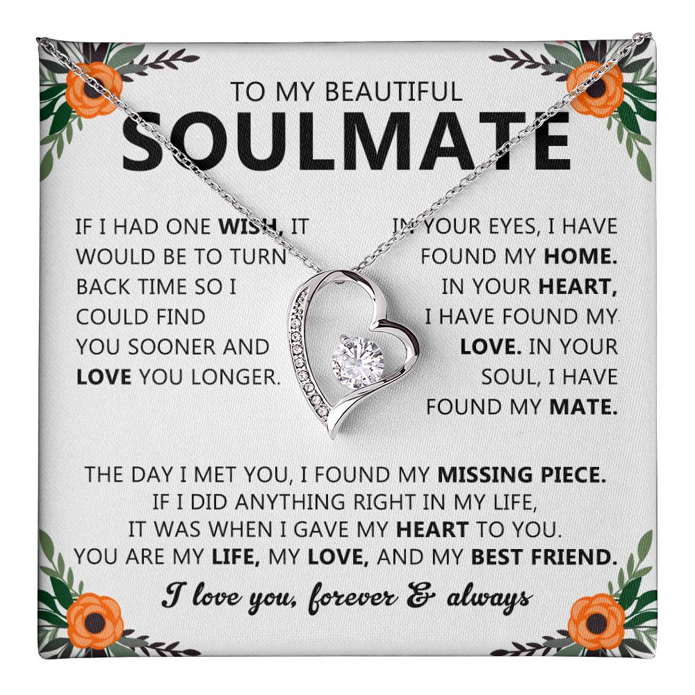 Soulmate Heart Pendant Necklace with Love Note