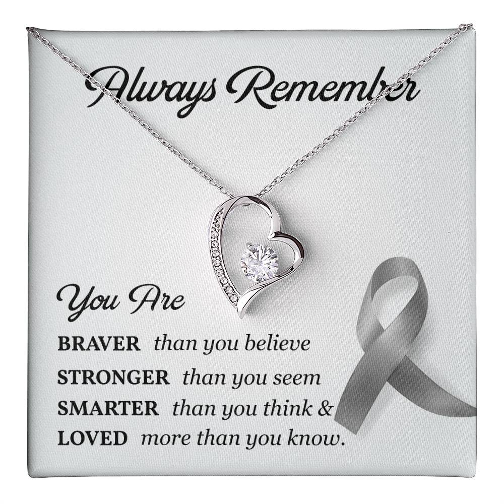 Cancer Memorial Necklace with Gray Ribbon Card