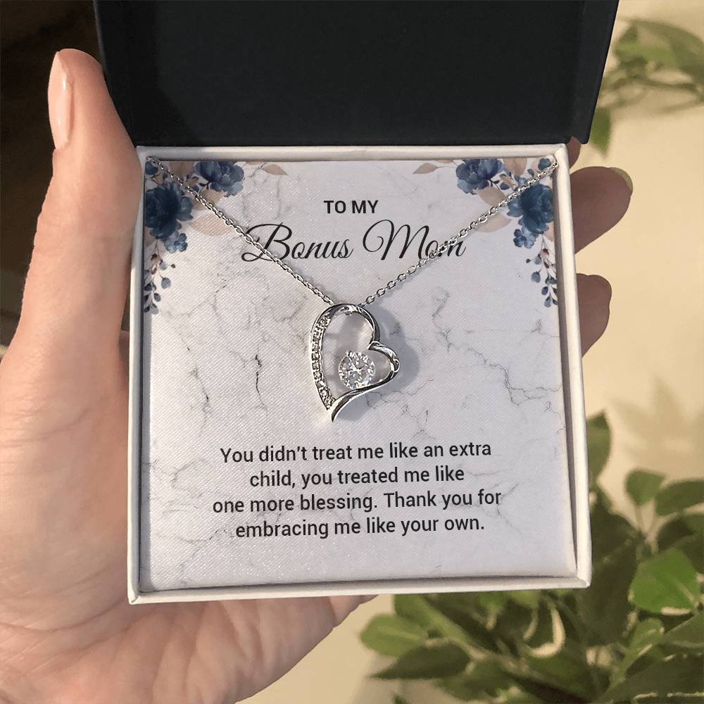 Bonus Mom Heart Necklace Gift with Message Card
