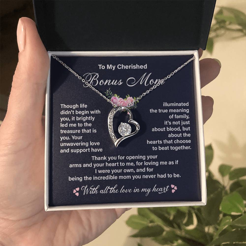 Cherished Bonus Mom Necklace Gift from Daughter