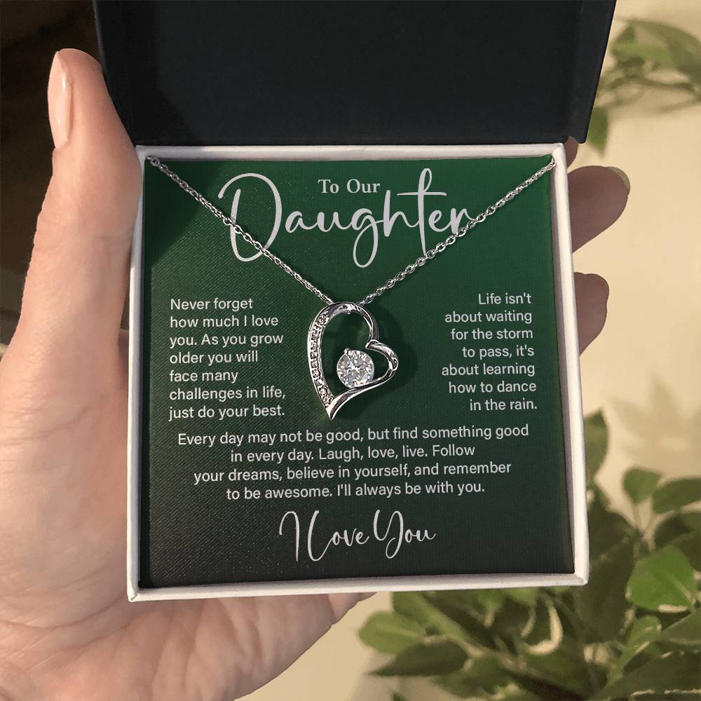 Daughter Gift from Mom and Dad – Love You Heart Necklace