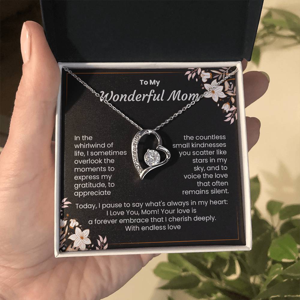 Wonderful Mom Necklace Gift From Children With Message Card