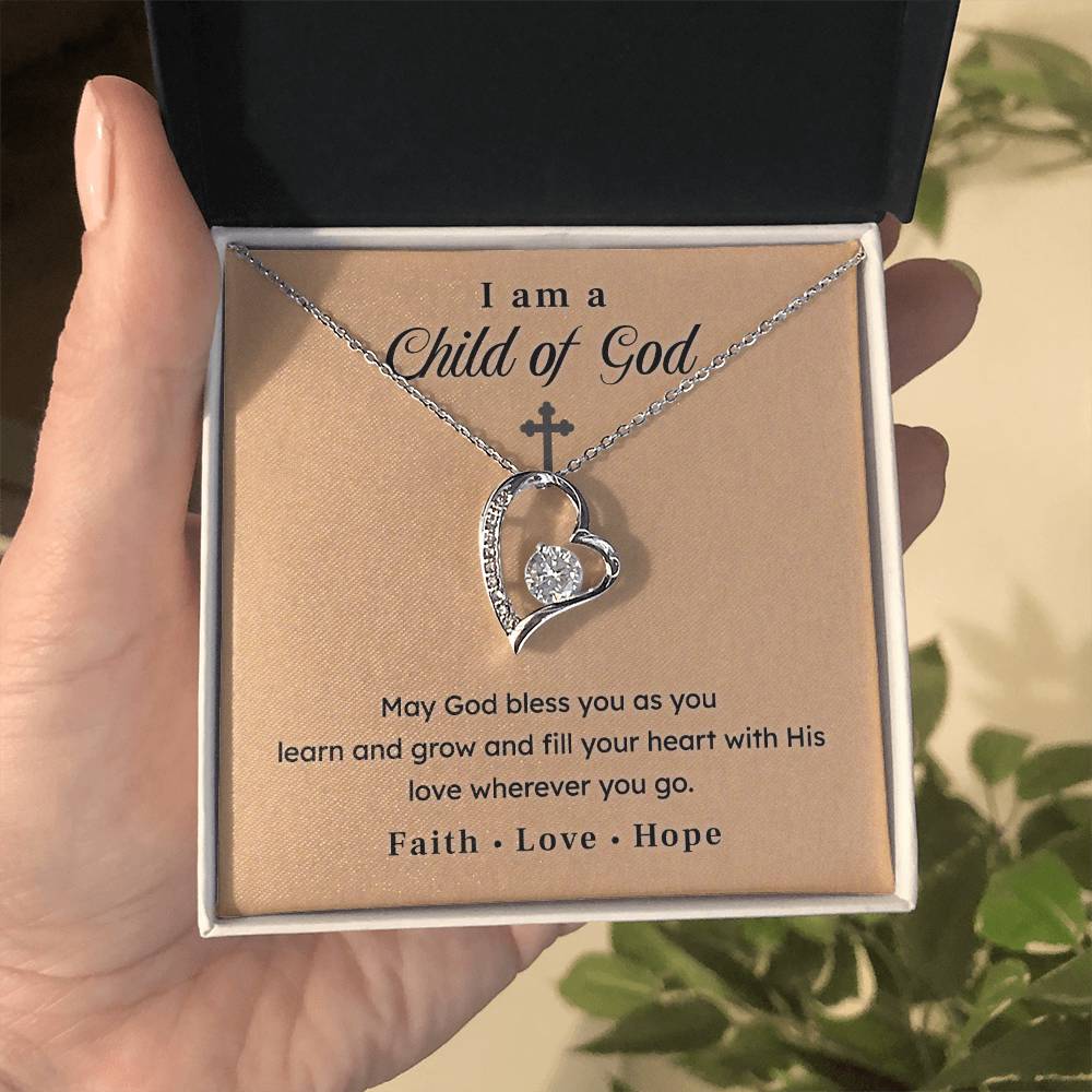 Christian Necklace Gift – I Am a Child of God with Faith Message