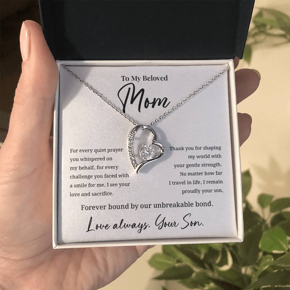 Elegant Necklace for Mom from Son with Heartfelt Message Card