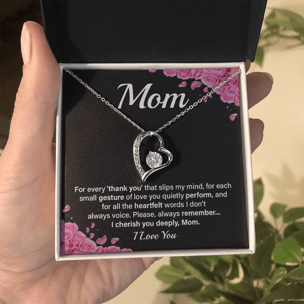 Heartfelt Mom Necklace Gift with Message Card
