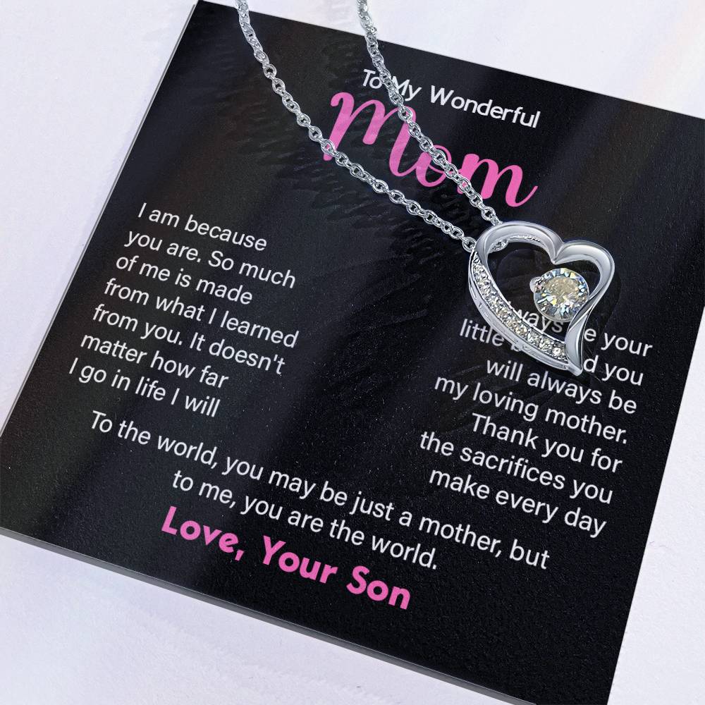 Meaningful Gift for Mom from Son – Heart Necklace with Loving Quote