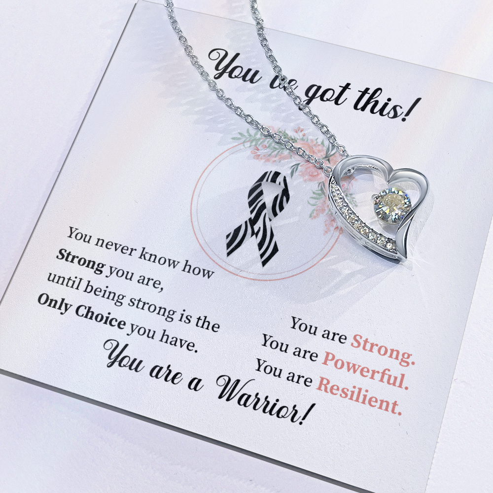 Carcinoid Cancer - Zebra Ribbon Awareness Warrior Necklace