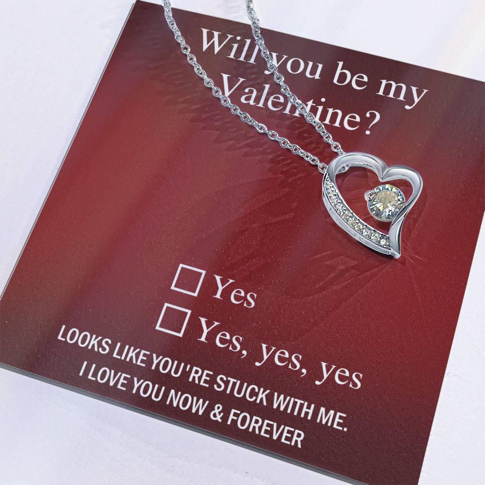 Valentine Heart Necklace Gift with Cute Proposal Card