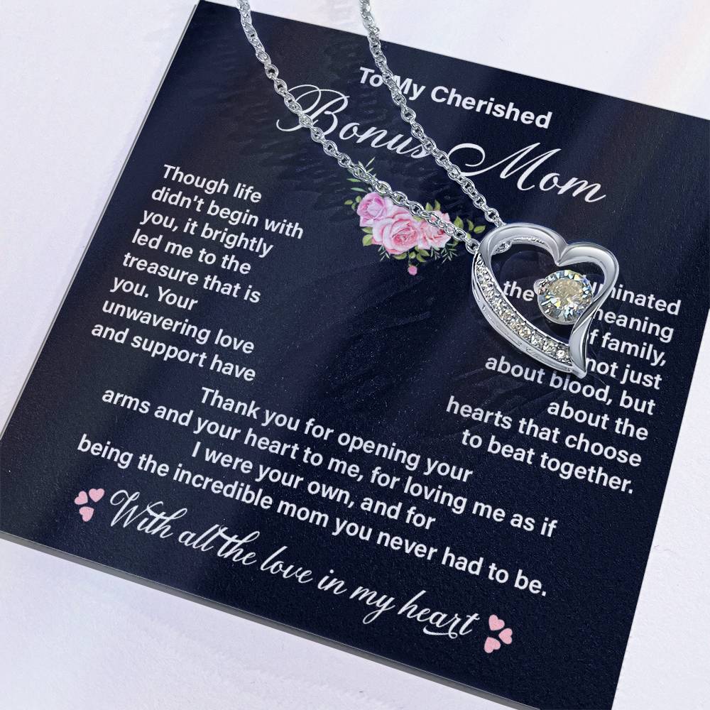 Cherished Bonus Mom Necklace Gift from Daughter