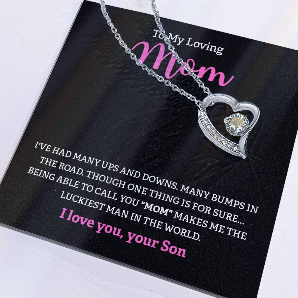 To My Loving Mom Necklace from Son with Message Card Gift Box