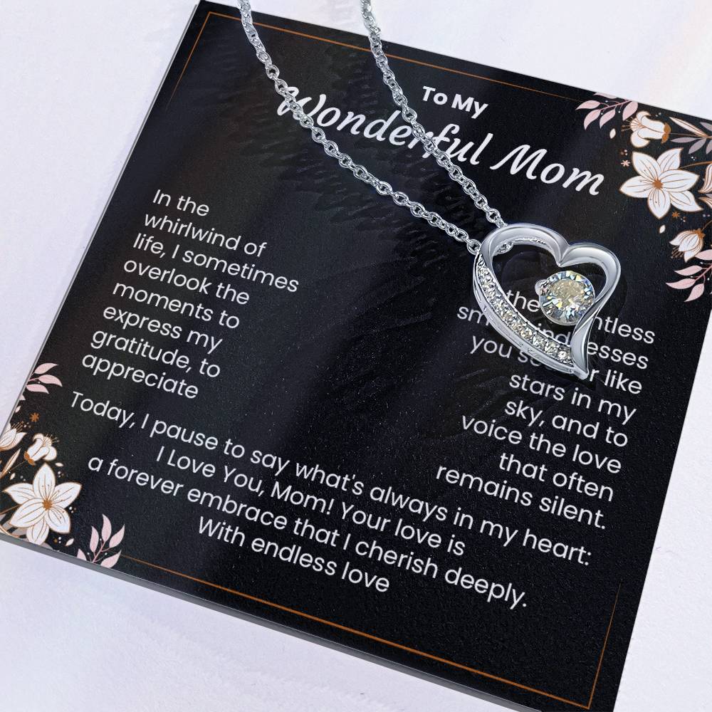 Wonderful Mom Necklace Gift From Children With Message Card