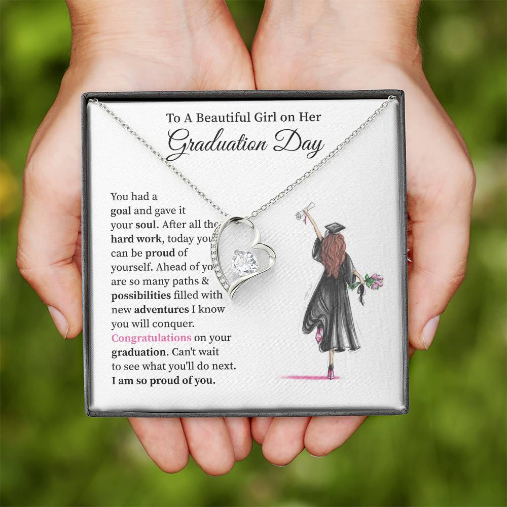 Graduation Necklace for Daughter With Heart Pendant