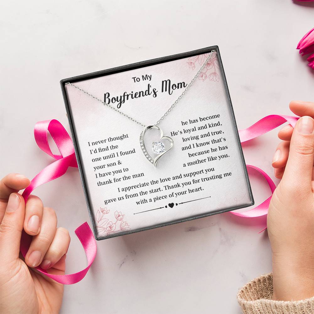 Boyfriend’s Mom Gift Necklace with Heartfelt Card