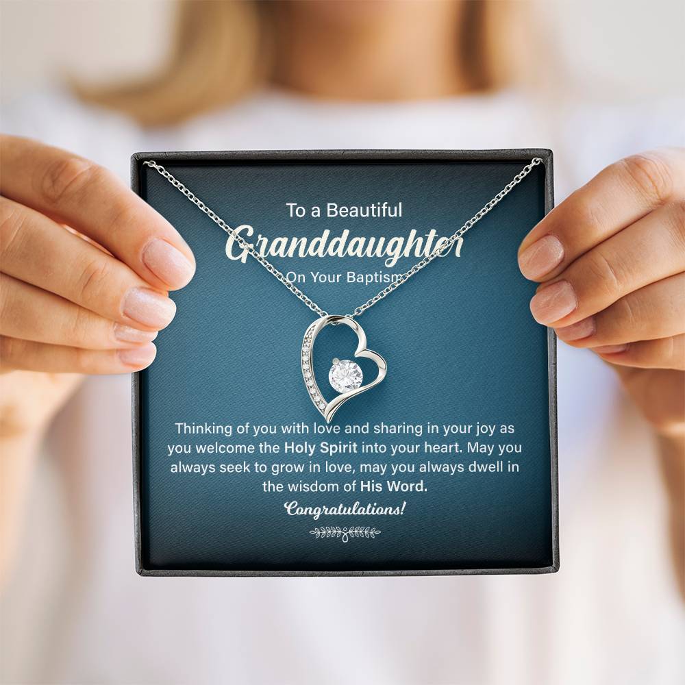 Granddaughter Baptism Necklace Gift with Message Card