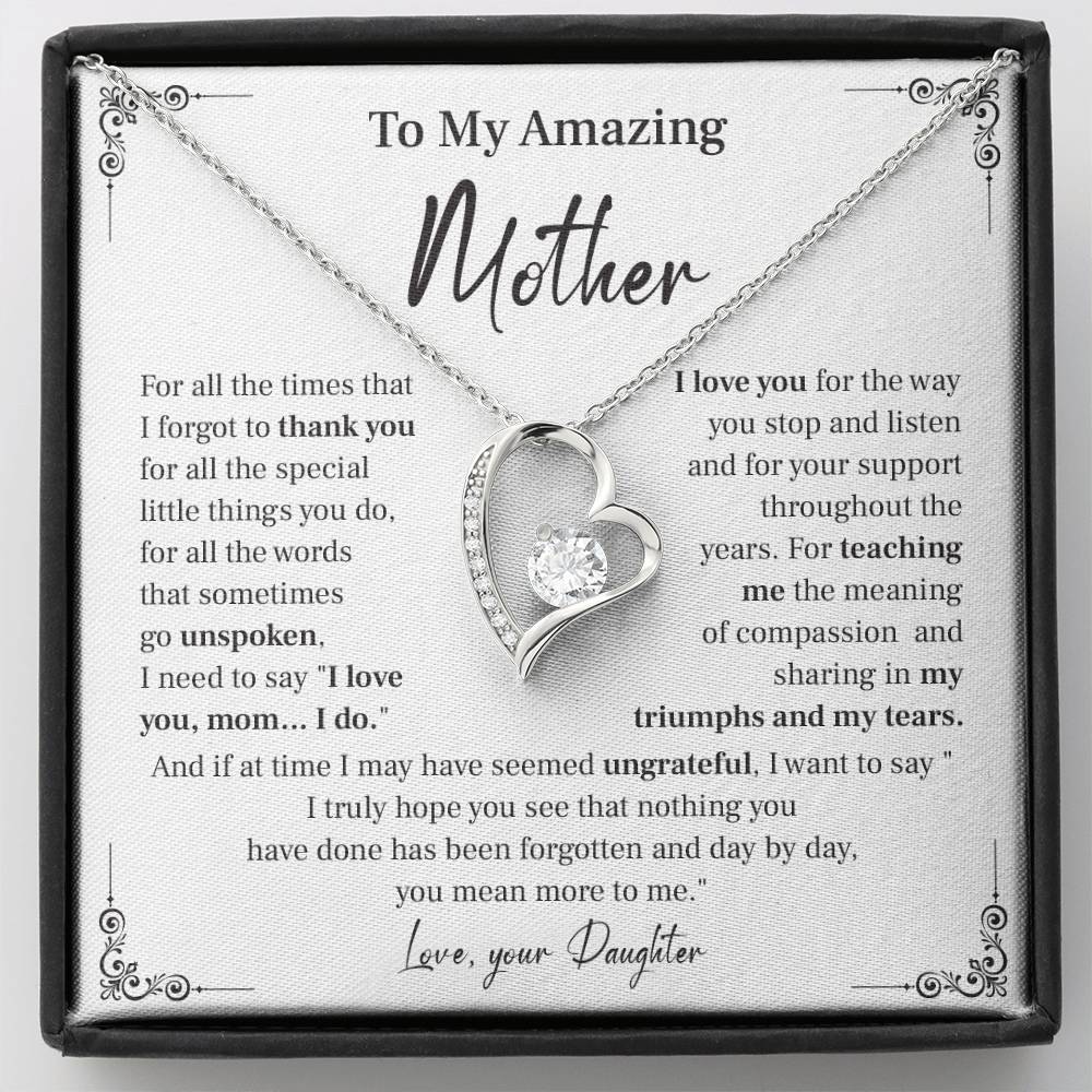 Mother Necklace Gift from Daughter with Message Card