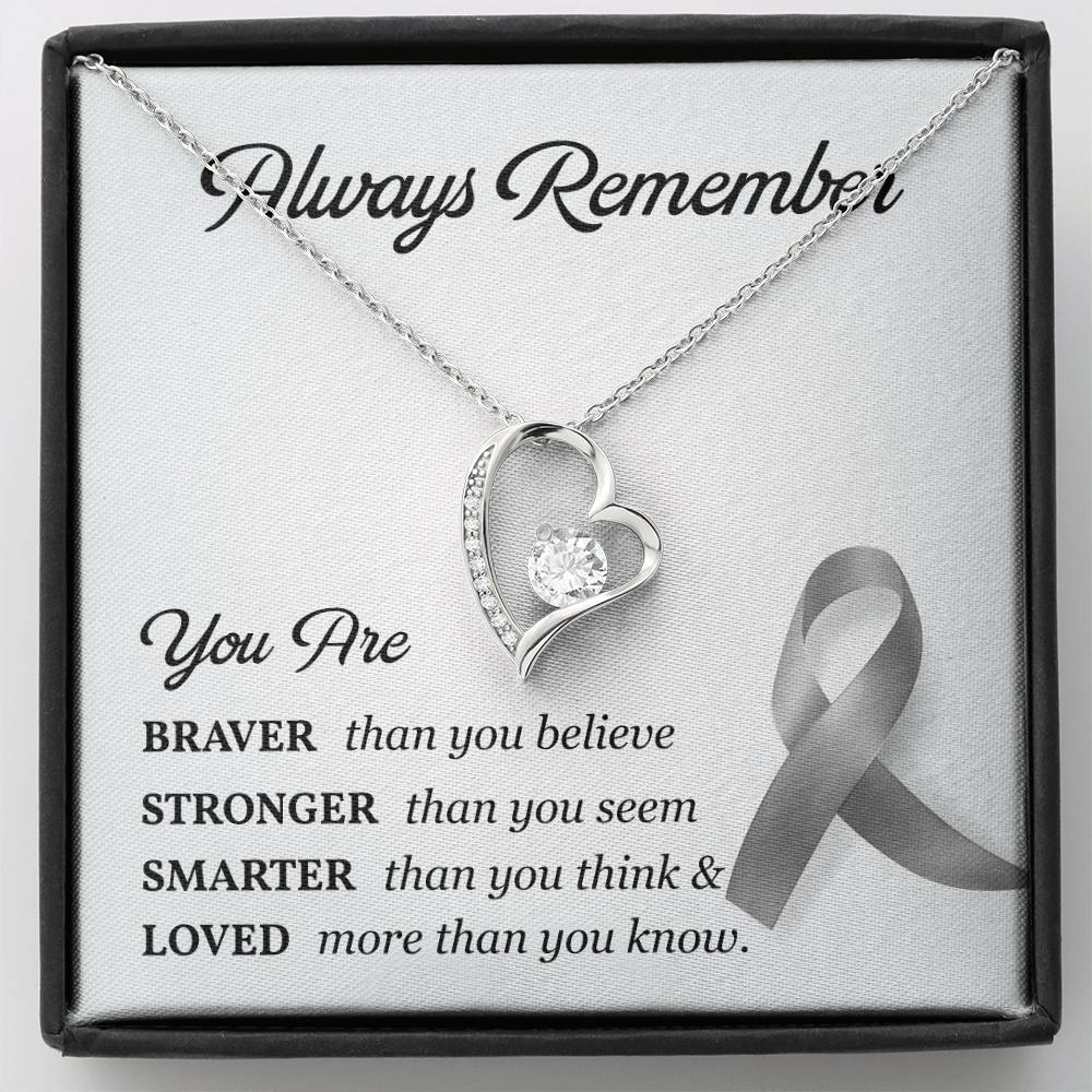 Cancer Memorial Necklace with Gray Ribbon Card