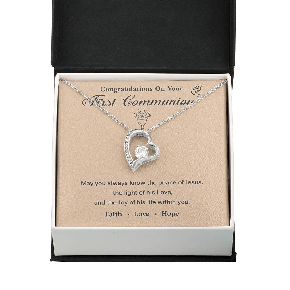 First Communion Necklace Gift with Message Card