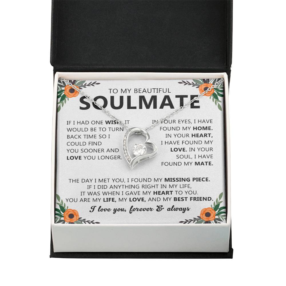 Soulmate Heart Pendant Necklace with Love Note